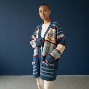 Vintage Monarch Knits Southwestern cardigan from the late 70s–80s era.